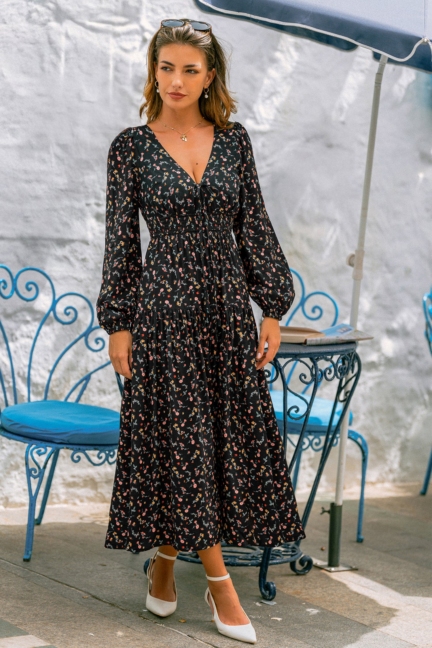 Shadow Bloom Floral Maxi Dress