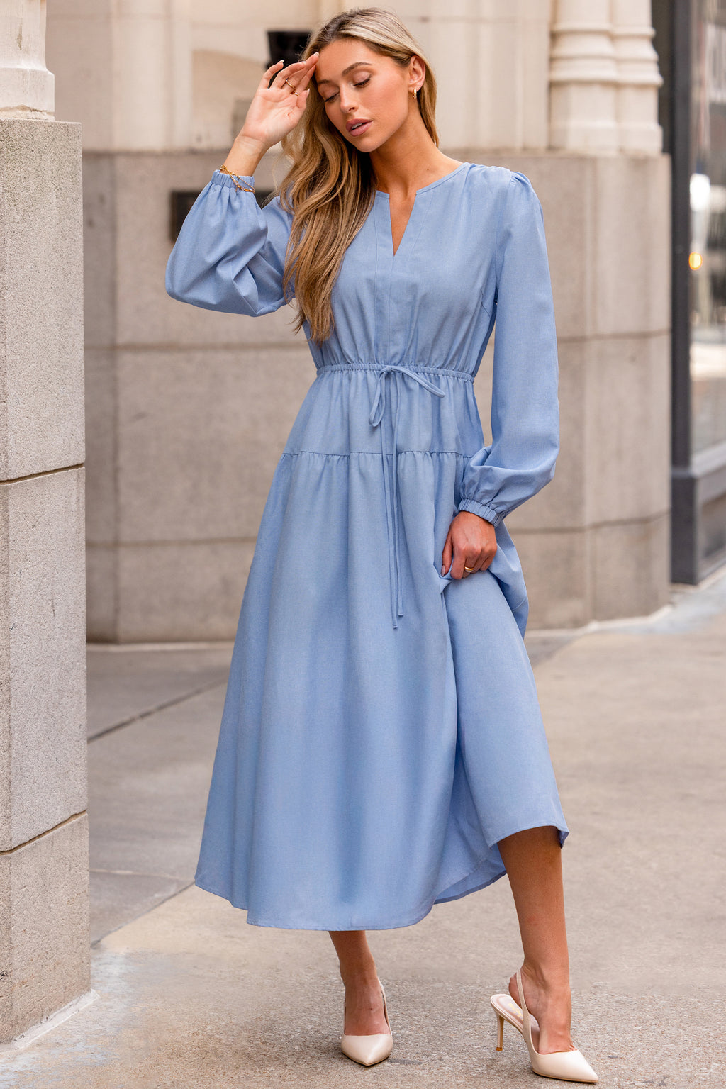 On the Dot Blue Maxi Dress
