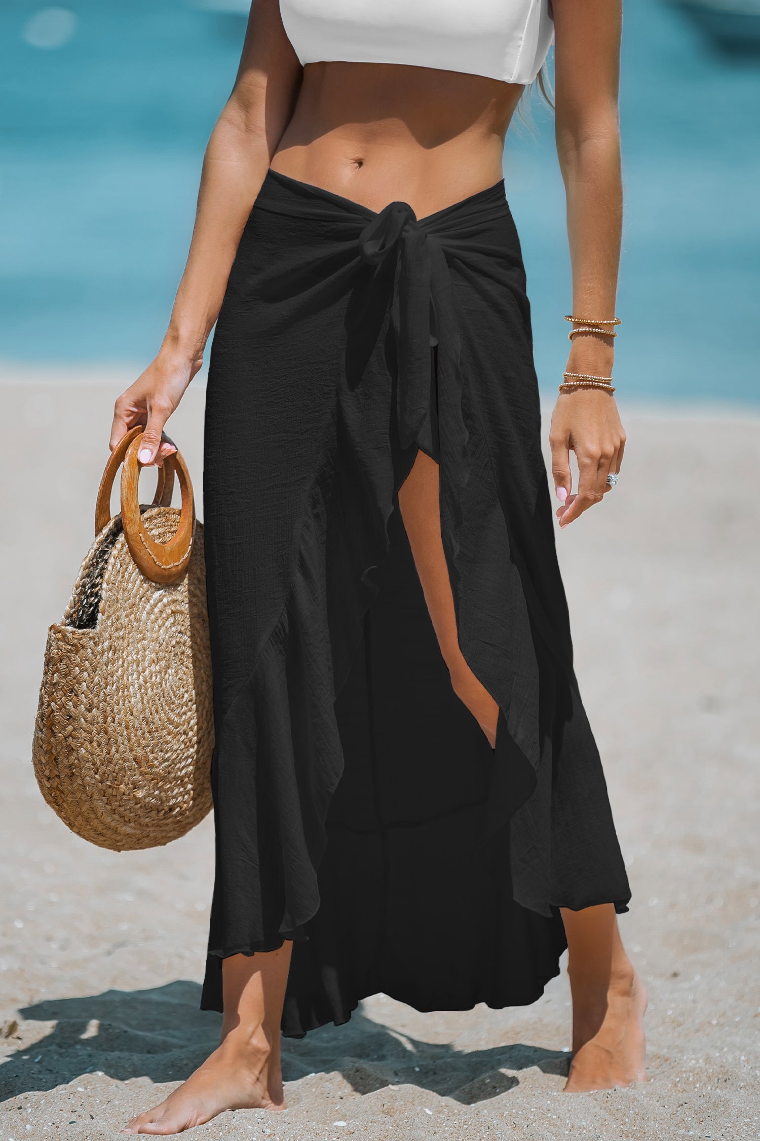 Black Side Tie Midi Sarong
