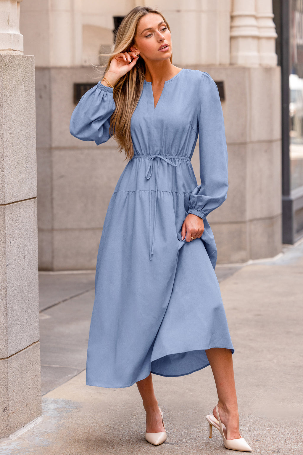 On the Dot Blue Maxi Dress