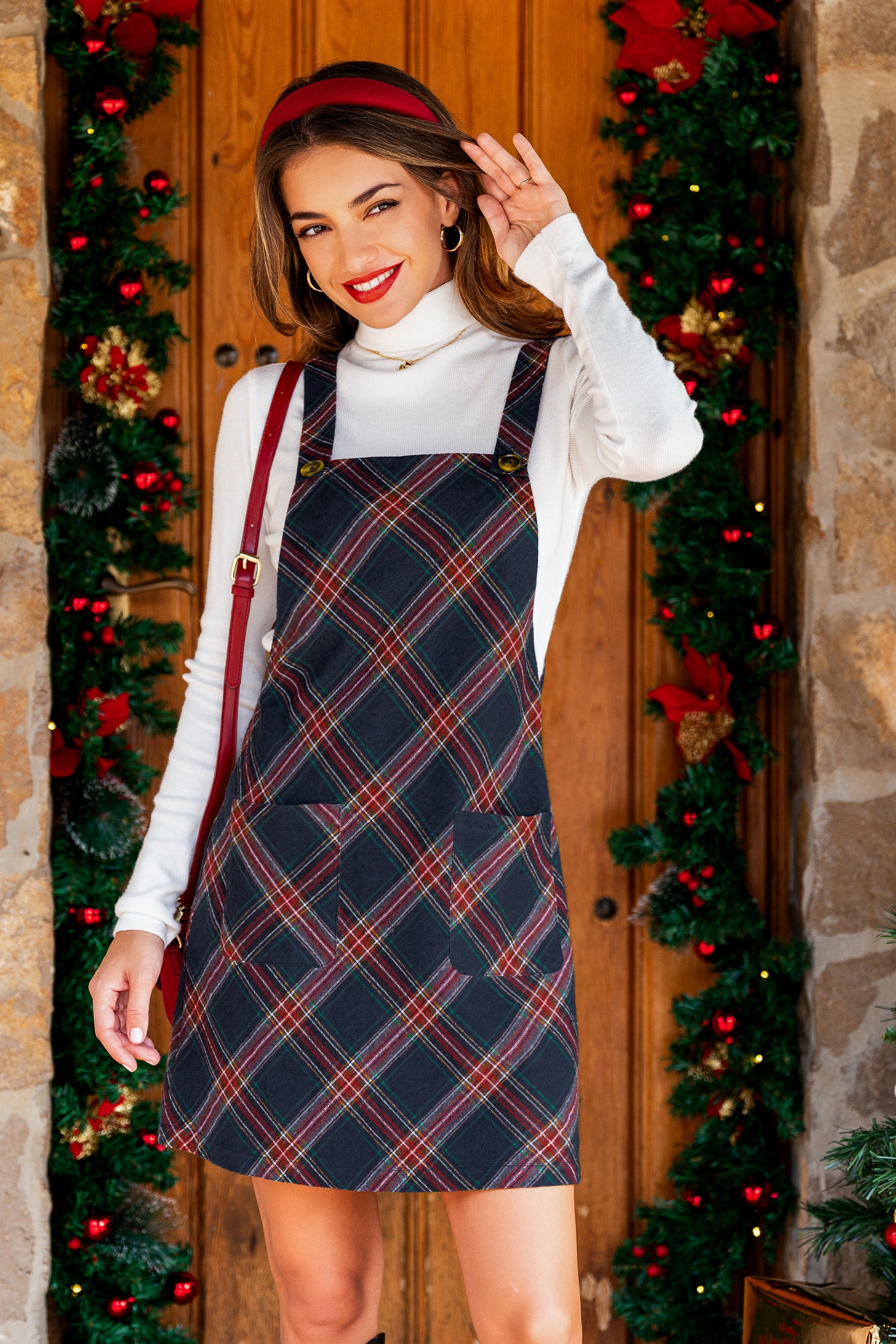 Maple Path Plaid Mini Dress