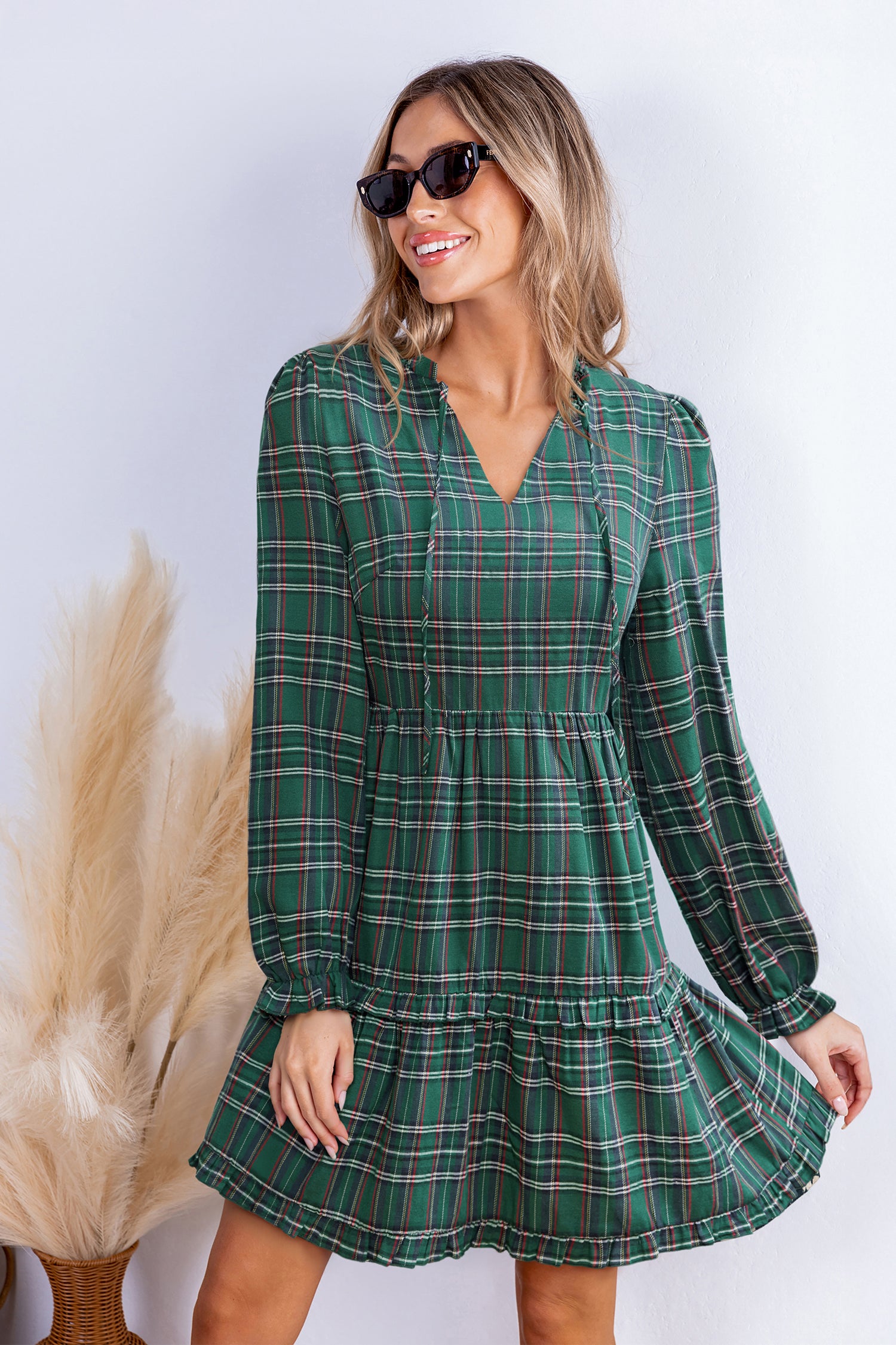 Catching Up Plaid Mini Dress