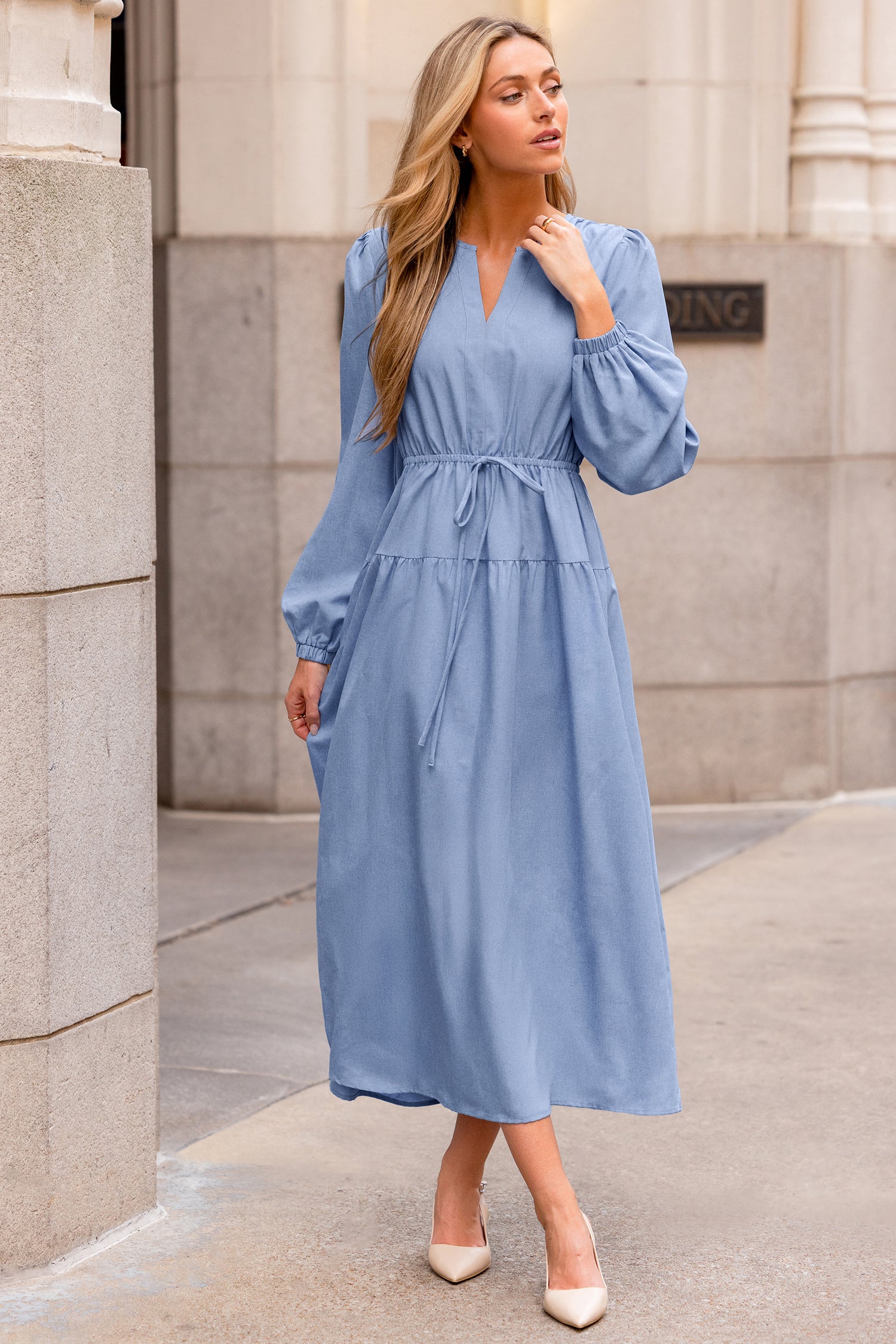 On the Dot Blue Maxi Dress
