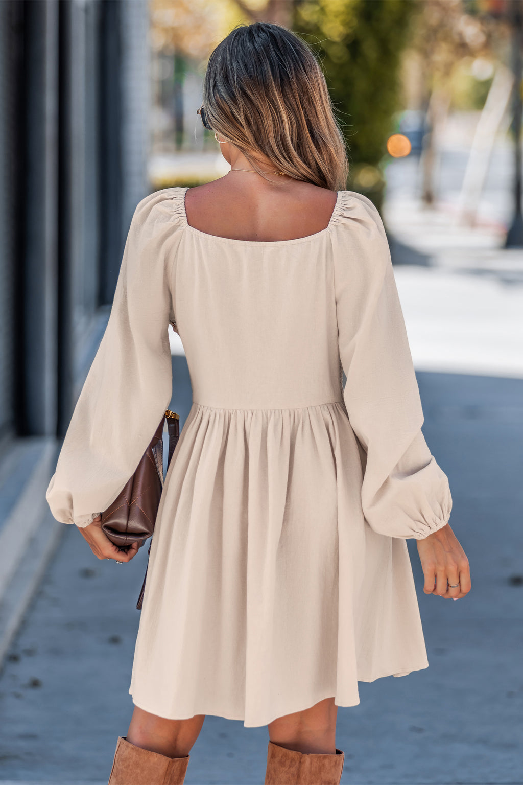 Sunlit Beige Mini Dress