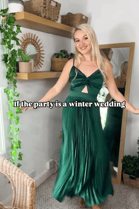 Green Satin Evening Knot V-neck Maxi Dress