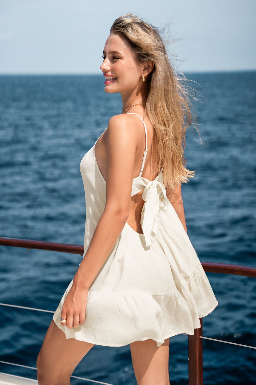 Crisp Seafoam White Cover-Up Mini Dress