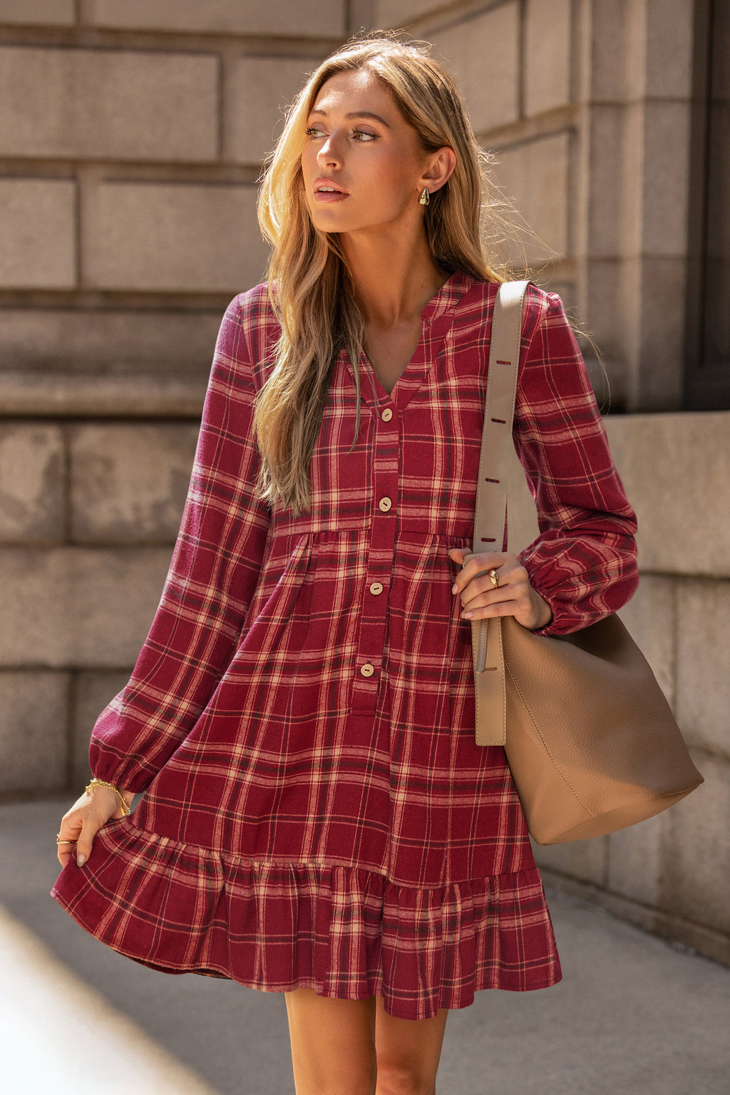Rustic Charm Plaid Mini Dress