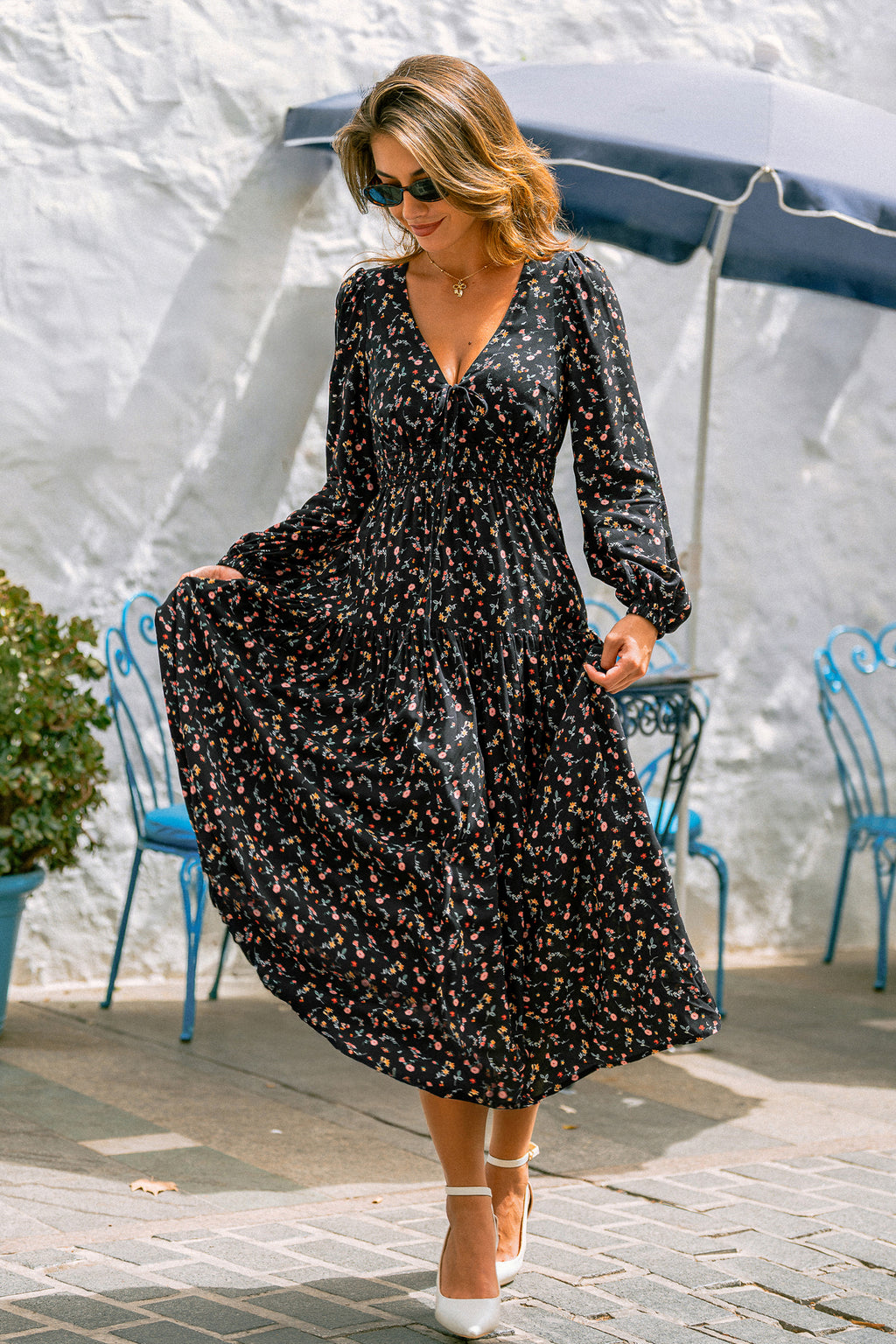 Shadow Bloom Floral Maxi Dress
