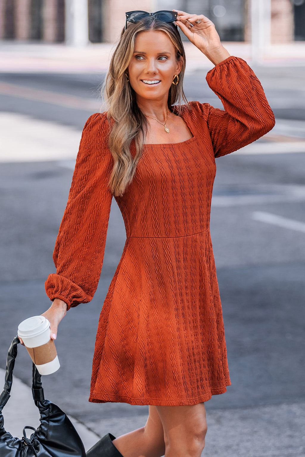 Hayride Orange Mini Dress