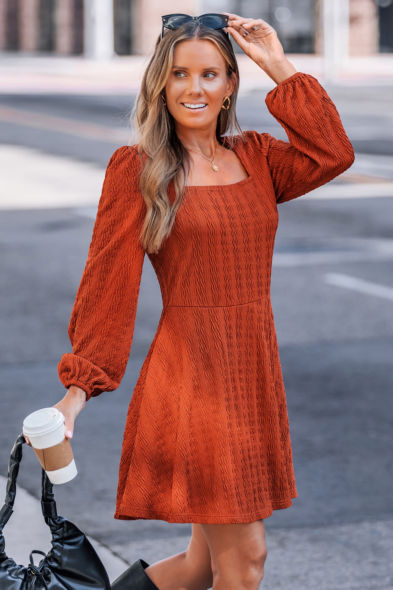 Hayride Orange Mini Dress