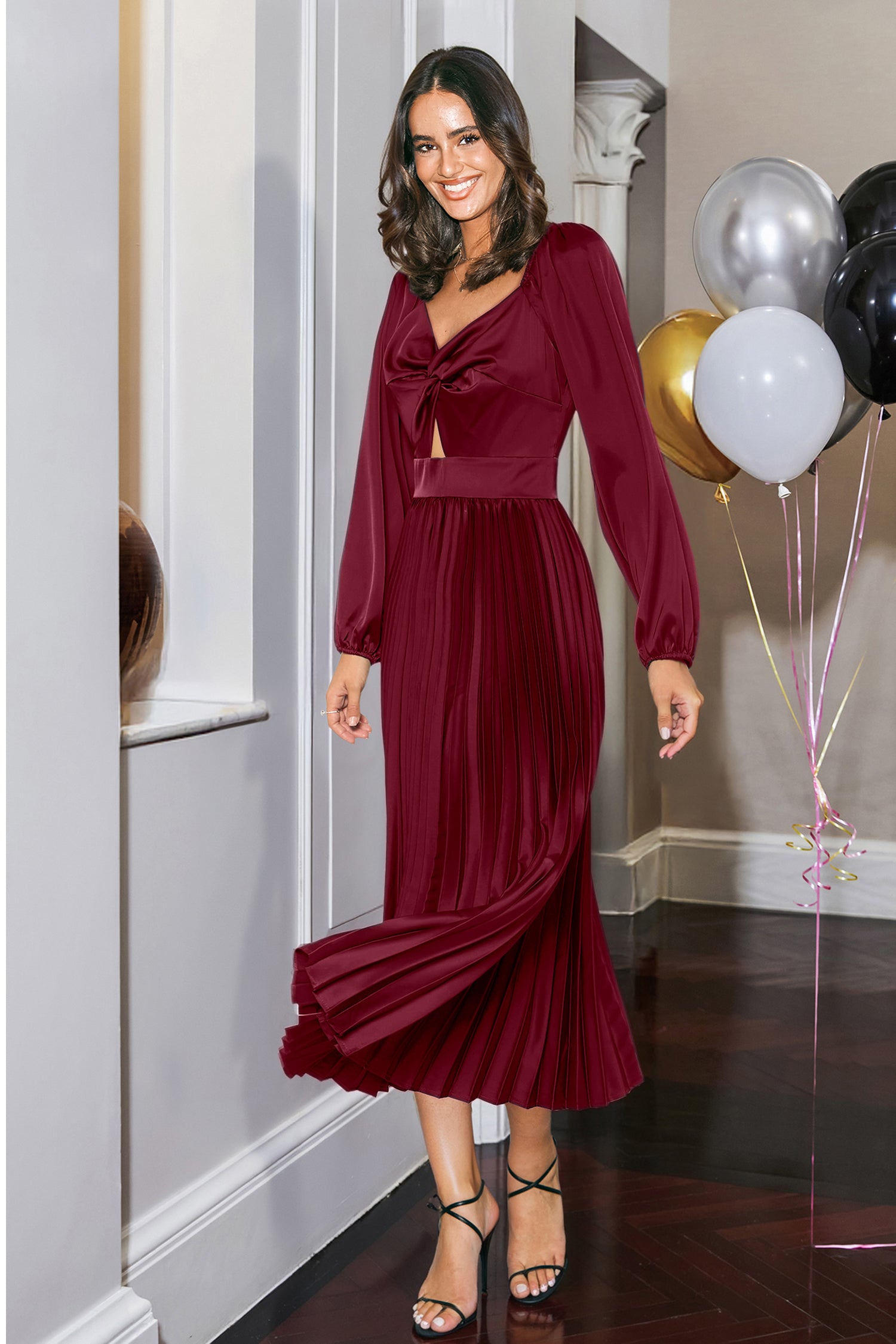 Midnight Tango Red Midi Dress